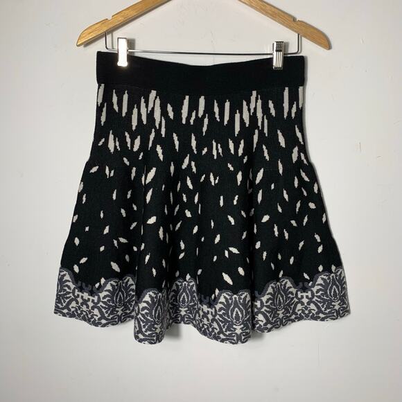 Womens Icelandic Designs Wool A-Line Skirt, Black, Patterned, size M, EUC! - Picture 1 of 2